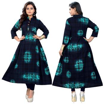 Dark-blue printed cotton kurti 5