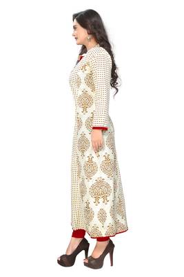 White printed cotton kurti 3