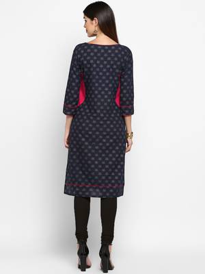 Blue printed cotton kurti 2