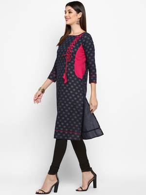 Blue printed cotton kurti 3