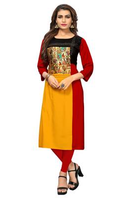 Multicolor printed rayon kurti 1
