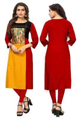 Multicolor printed rayon kurti 3