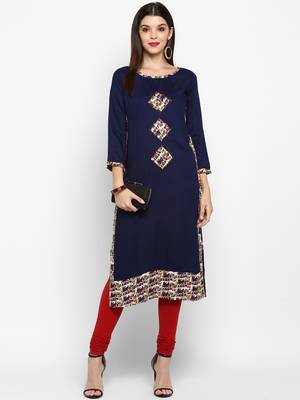 Blue printed rayon kurti 1