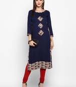 Blue printed rayon kurti