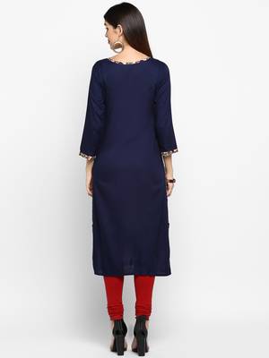 Blue printed rayon kurti 2