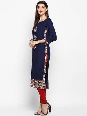 Blue printed rayon kurti 3