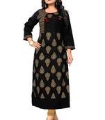 Black printed rayon kurti