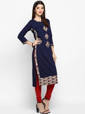 Blue printed rayon kurti 4