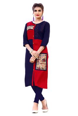 Blue printed rayon kurti 1