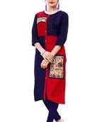 Blue printed rayon kurti