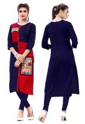 Blue printed rayon kurti 5