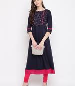 Blue printed rayon kurti