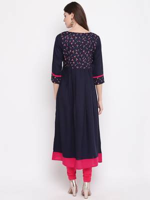 Blue printed rayon kurti 2