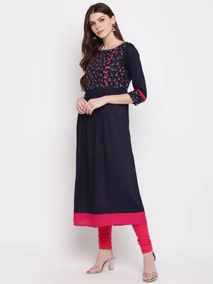Blue printed rayon kurti 3