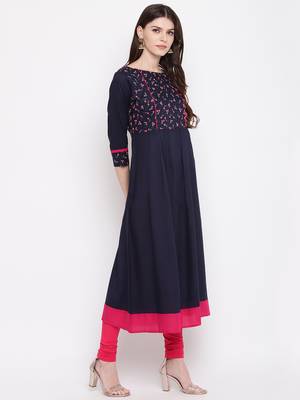 Blue printed rayon kurti 4
