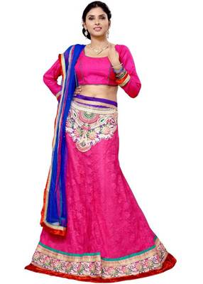 Pink Jacquard Embroidered Lehenga Choli 1