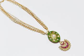 High End kundan with Meena Pendent Long Necklace indo western 1
