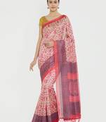 Pink printed bhagalpuri silk saree with blouse