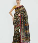 Black printed bhagalpuri silk saree with blouse