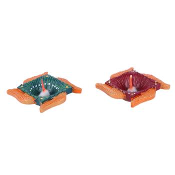 Aapno Rajasthan Multicolor Teracotta Swastik Design Diyas For Diwali - Set Of 4 3