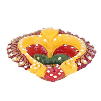 Aapno Rajasthan Multicolor Teracotta Handpainted Diyas For Diwali - Set Of 4 3