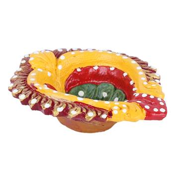 Aapno Rajasthan Multicolor Teracotta Handpainted Diyas For Diwali - Set Of 4 4
