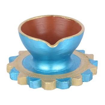 Aapno Rajasthan Multicolor Teracotta Diyas For Diwali - Set Of 3 3