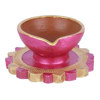 Aapno Rajasthan Multicolor Teracotta Diyas For Diwali - Set Of 3 4