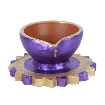 Aapno Rajasthan Multicolor Teracotta Diyas For Diwali - Set Of 3 5