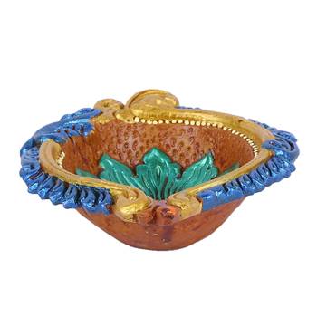 Aapno Rajasthan Traditional Multicolor Teracotta Handcrafted Diya For Diwali - 1 Pc 2