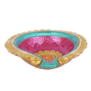 Aapno Rajasthan Multicolor Teracotta Handcrafted Diya For Diwali - 1 Pc 2