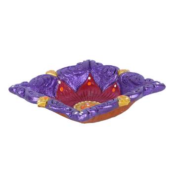 Aapno Rajasthan Multicolor Teracotta Square Shape Diya For Diwali - 1 Pc 3