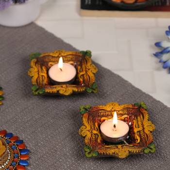 Gel Filled Big Colorful Earthen Diya For Diwali - 1 Pc 1