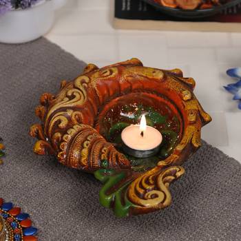 Unique Design Big Gel Filled Terracota Diya - 1 Pc 1