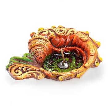 Unique Design Big Gel Filled Terracota Diya - 1 Pc 2