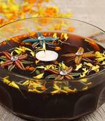 Beautiful Wax Candle With Floral Floating Showpieces - Set Of 4