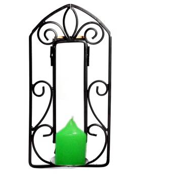 Candle With Wrought Iron Stand With Mirror -  Black 2