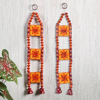 Terracotta Auspicious Wall Hanging With Bell Danglers 1