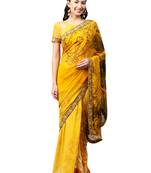 Mustard Printed Georgette Saree With Blouse