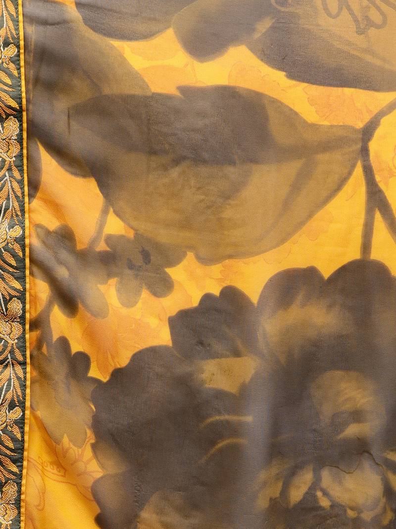 Mustard Printed Georgette Saree With Blouse