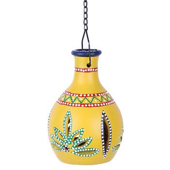 Aapno Rajasthan Yellow Teracotta Hanging Tealight Holder 2