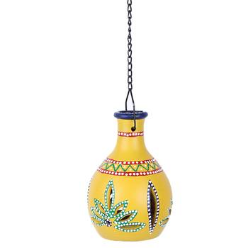 Aapno Rajasthan Yellow Teracotta Hanging Tealight Holder 3