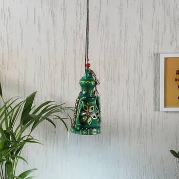 Aapno Rajasthan Green Teracotta Hanging Tealight Holder 1