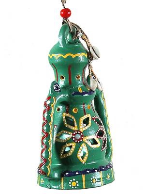 Aapno Rajasthan Green Teracotta Hanging Tealight Holder 2