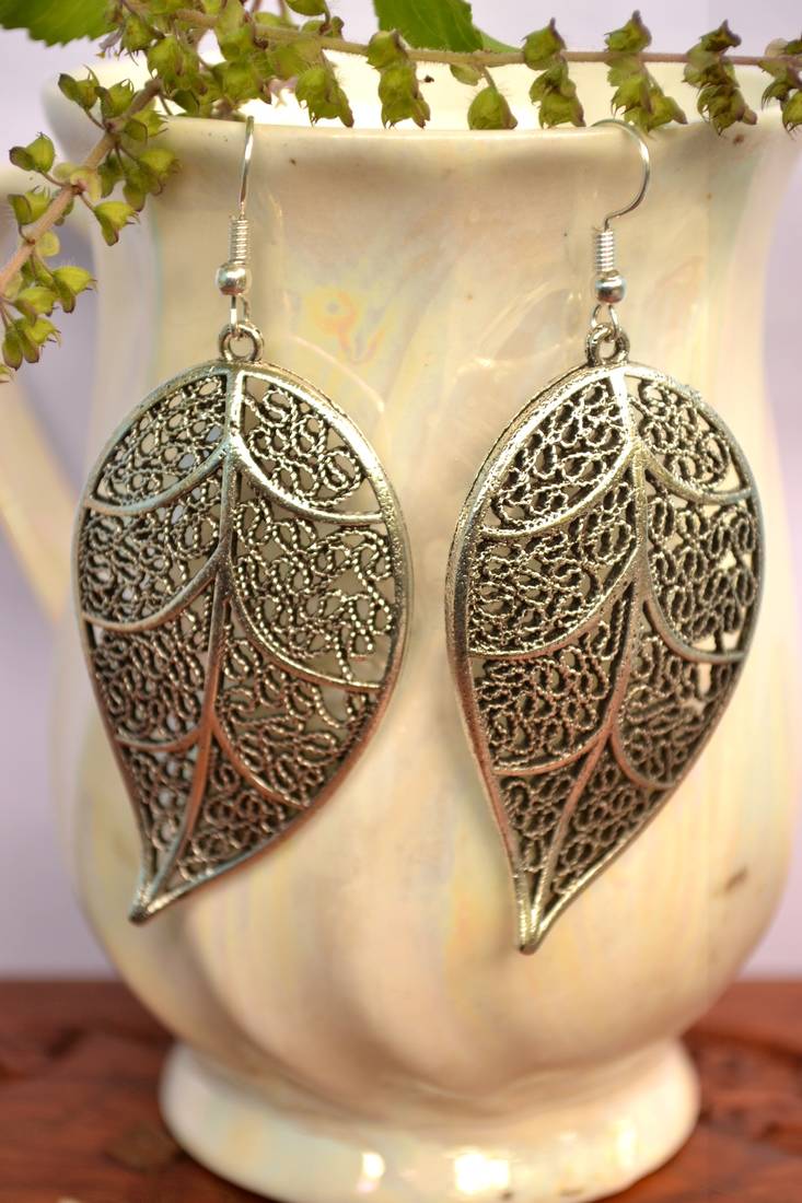 Oxidised silver handcrafted jhumka jhumki navratri earrings for ethnic clothing