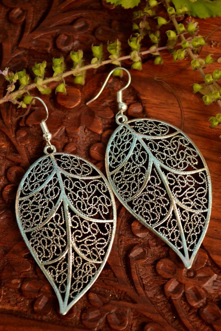 Oxidised silver handcrafted jhumka jhumki navratri earrings for ethnic clothing