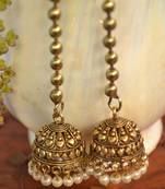 Oxidised Golden handcrafted jhumka jhumki navratri earrings for ethnic clothing