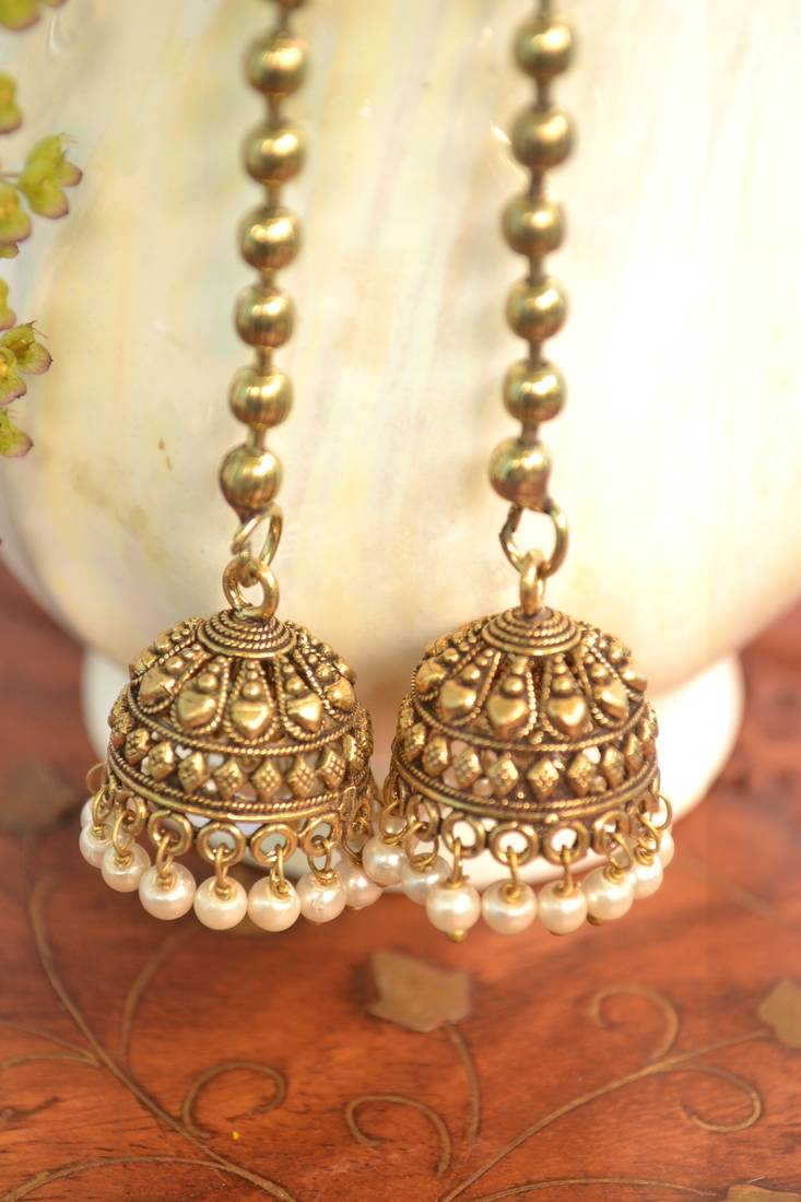 Oxidised Golden handcrafted jhumka jhumki navratri earrings for ethnic clothing