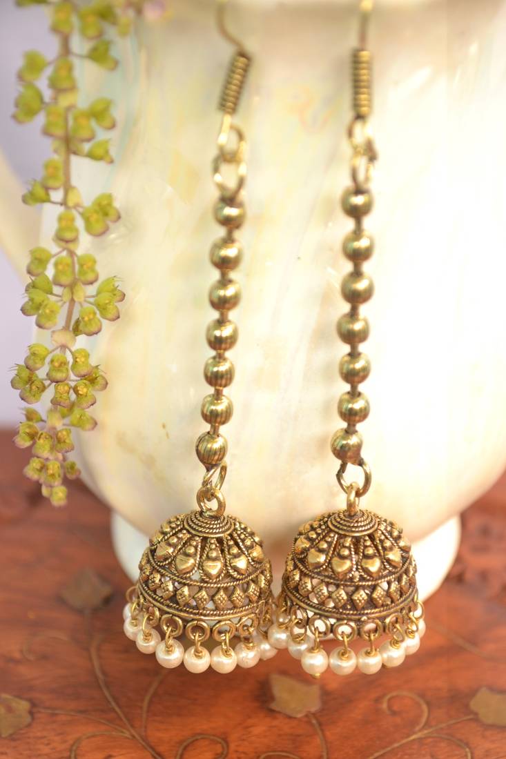 Oxidised Golden handcrafted jhumka jhumki navratri earrings for ethnic clothing