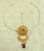 Copper Pearl Premium Gold plated rakdi mathapatti Borla Maangtikaa Hair Accessories wedding Festival - LRKD20_MG